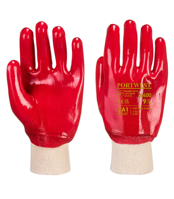 Pvc poignet tricot de travail Rouge Portwest