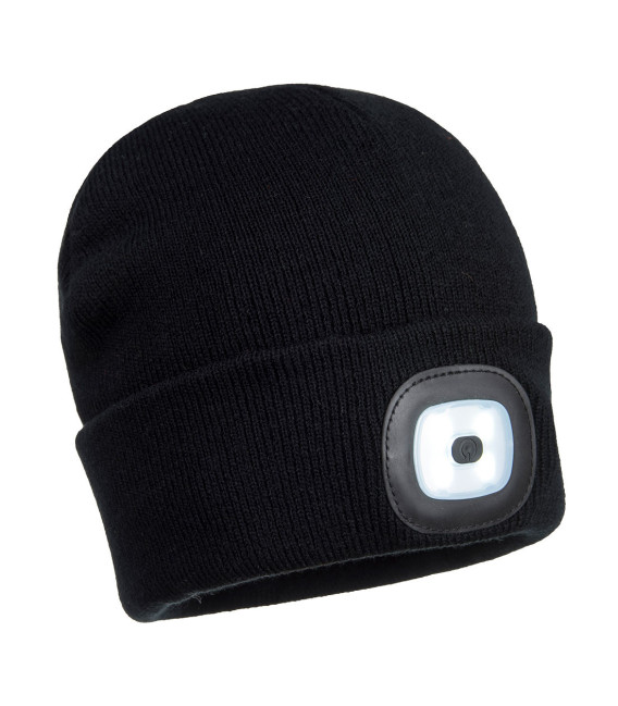 Lampe frontale led rechargeable usb beanie de travail Noir Portwest