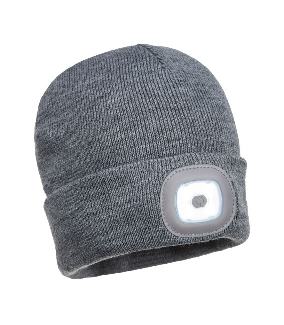 Lampe frontale led rechargeable usb beanie de travail Gris Portwest
