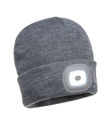 Lampe frontale led rechargeable usb beanie de travail Gris Portwest