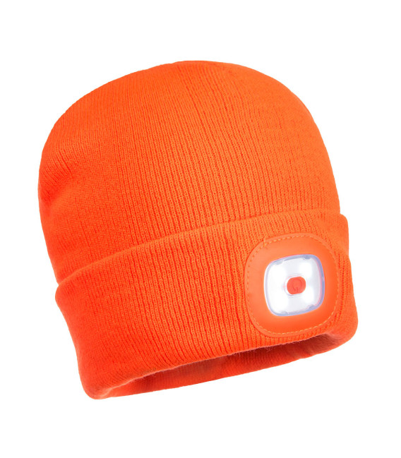 Lampe frontale led rechargeable usb beanie de travail Orange Portwest