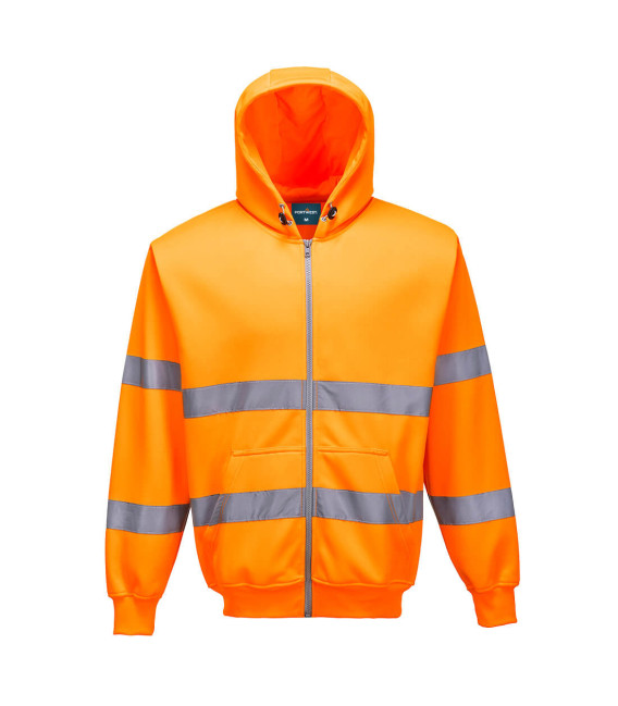 Sweat zip hivis à capuche de travail Orange Portwest