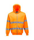 Sweat zip hivis à capuche de travail Orange Portwest