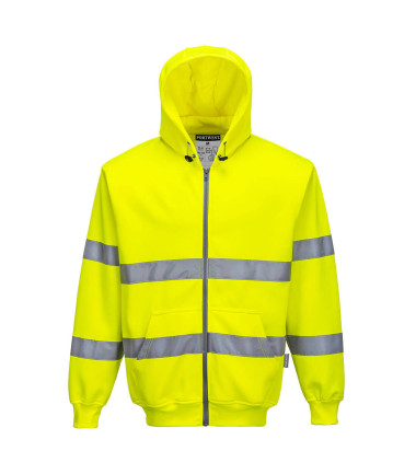Sweat zip hivis &agrave; capuche de travail Jaune Portwest
