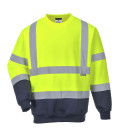 Sweatshirt bicolore hivis de travail Jaune/Bleu Portwest