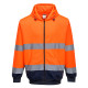 Sweat à capuche bicolore à zip de travail Orange/Bleu Portwest