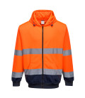 Sweat à capuche bicolore à zip de travail Orange/Bleu Portwest