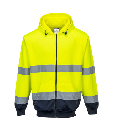 Sweat à capuche bicolore à zip de travail Jaune/Bleu Portwest