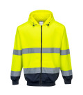 Sweat à capuche bicolore à zip de travail Jaune/Bleu Portwest