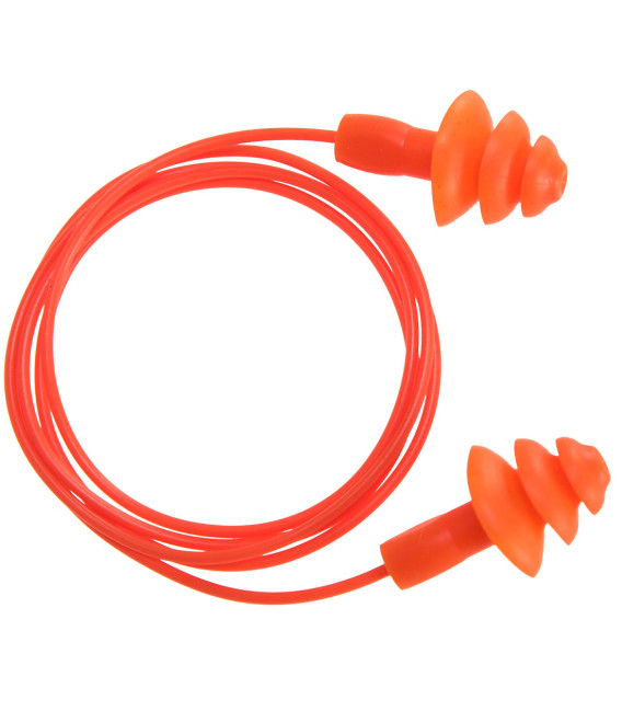 Bouchon d'oreille tpr avec cordon réutilisable de travail Orange Portwest (qté 50)