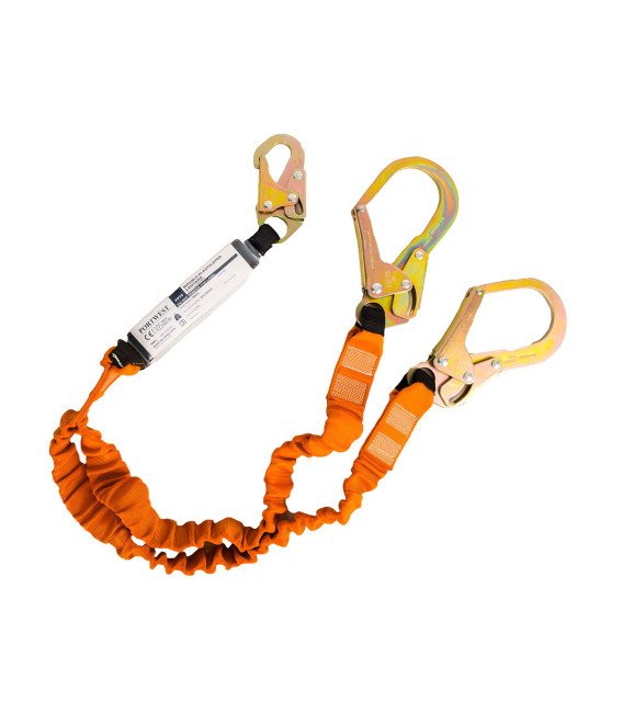 Longe double 140kg avec absorbeur de chocs de travail Noir/Orange Portwest