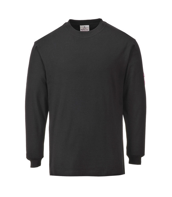 T-shirt manches longues flamme résistant et antistatique de travail Noir Portwest