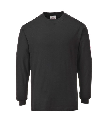 T-shirt manches longues flamme r&eacute;sistant et antistatique de travail Noir Portwest