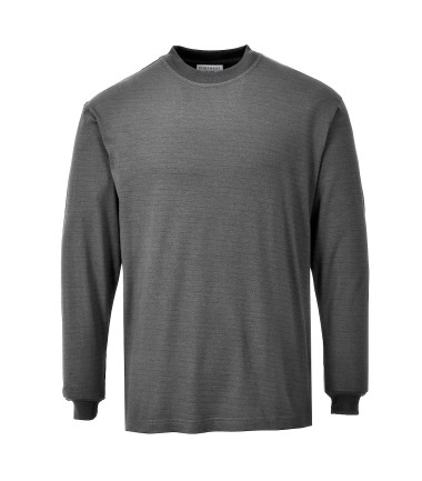 T-shirt manches longues flamme r&eacute;sistant et antistatique de travail Gris Portwest