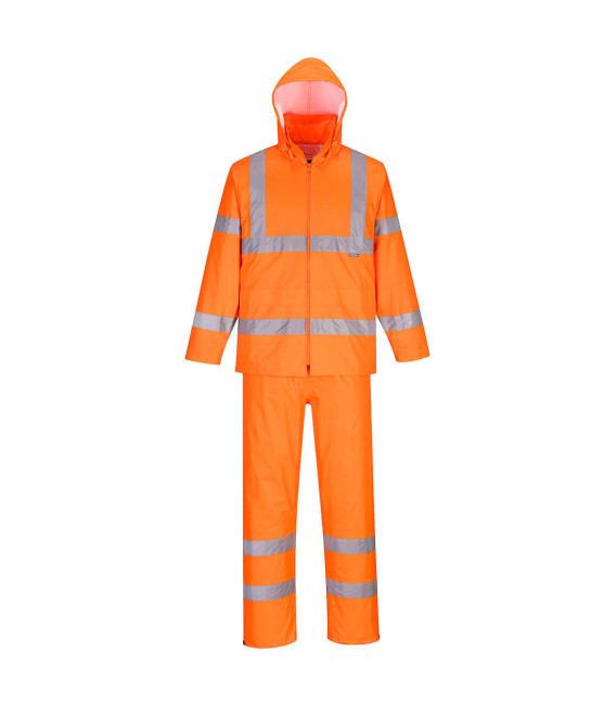 Ensemble de pluie enroulable haute visibilité de travail Orange Portwest