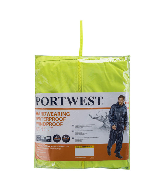Ensemble de pluie (veste pantalon) de travail Jaune Portwest
