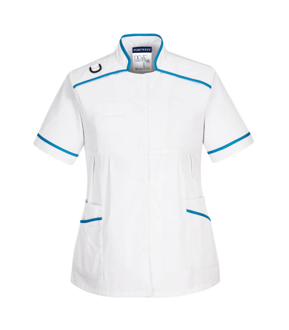 Tunique de maternité médicale de travail Blanc/Bleu aqua Portwest