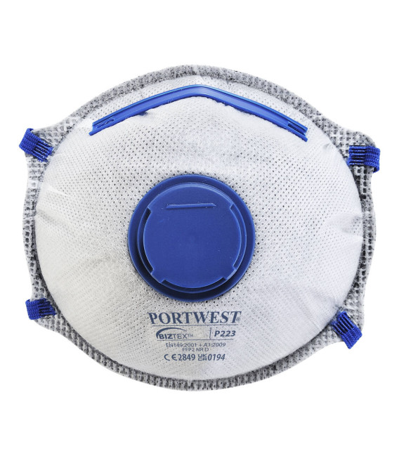 Masque ffp2 à valve charbon dolomite de travail Blanc Portwest