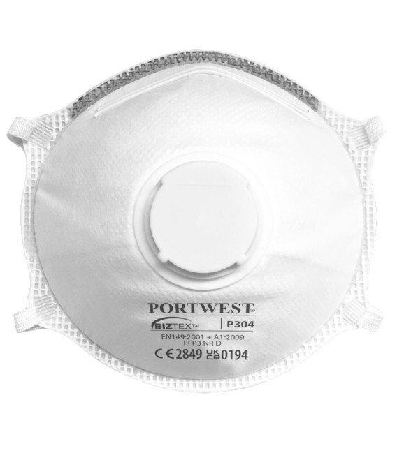Ffp3 à valve dolomite coque de respiration legère de travail Blanc Portwest