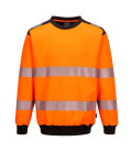 Sweat à col rond pw3 haute-visibilité de travail Orange/Noir Portwest