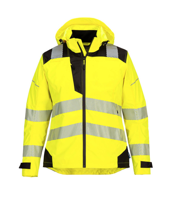 Veste de pluie haute visibilité pw3 pour femme de travail Jaune/Noir Portwest