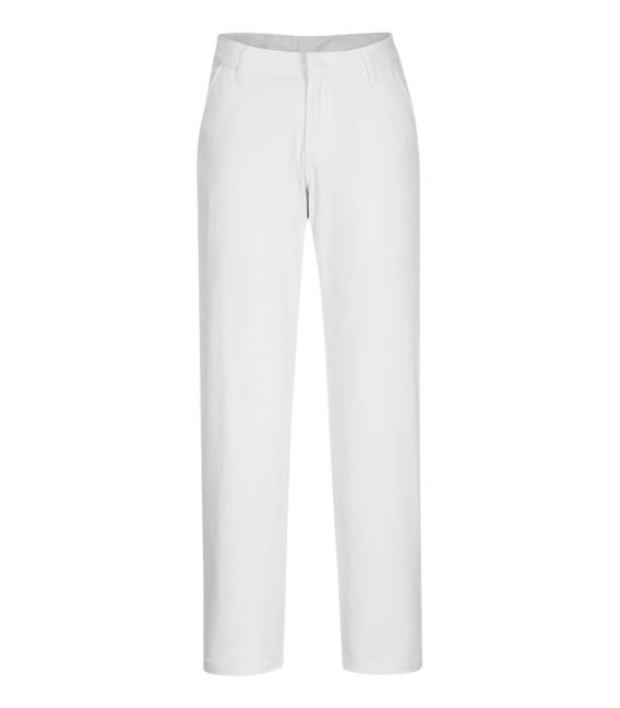 Pantalon femme chino slim de travail Blanc Portwest