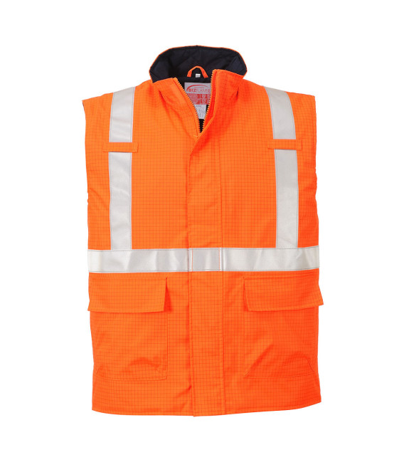 Bodywarmer hi-vis bizflame antistatique et fr de travail Orange Portwest