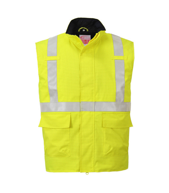 Bodywarmer hi-vis bizflame antistatique et fr de travail Jaune Portwest
