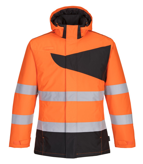 Parka d'hiver haute visibilité pw2 de travail Orange/Noir Portwest