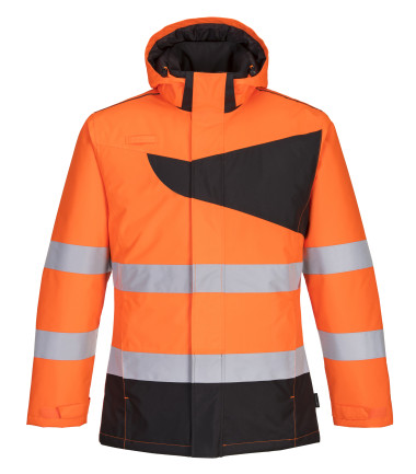 Parka d'hiver haute visibilité pw2 de travail Orange/Noir Portwest