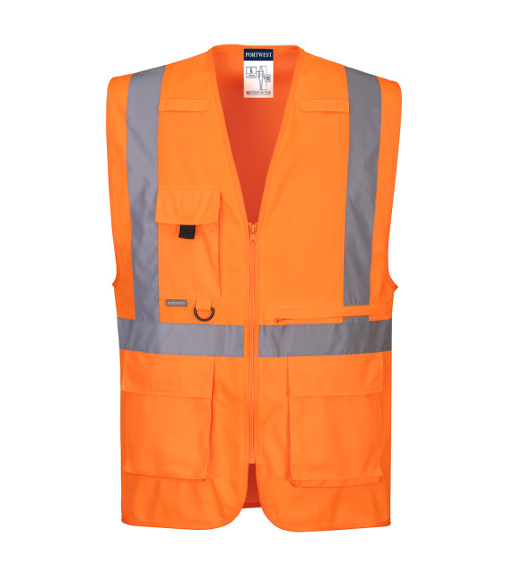 Gilet executive haute visibilité avec poche pour tablette de travail Orange Portwest