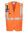 Gilet executive haute visibilité avec poche pour tablette de travail Orange Portwest