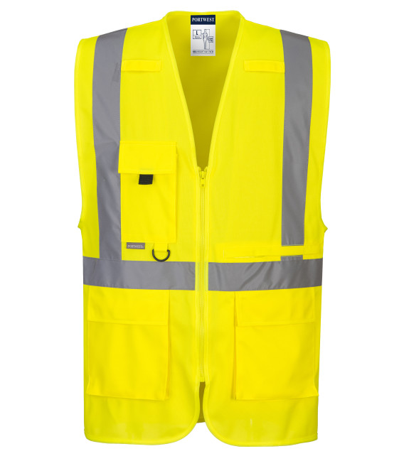 Gilet executive haute visibilité avec poche pour tablette de travail Jaune Portwest