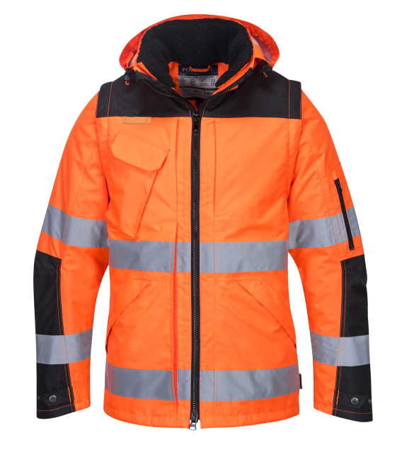 Blouson 3-en-1 pro hi-vis de travail Orange/Noir Portwest