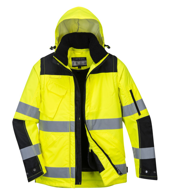 Blouson 3-en-1 pro hi-vis de travail Jaune/Noir Portwest