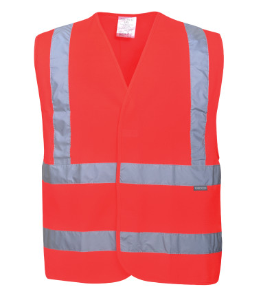 Gilet hi-vis baudrier & double ceinture de travail Rouge Portwest