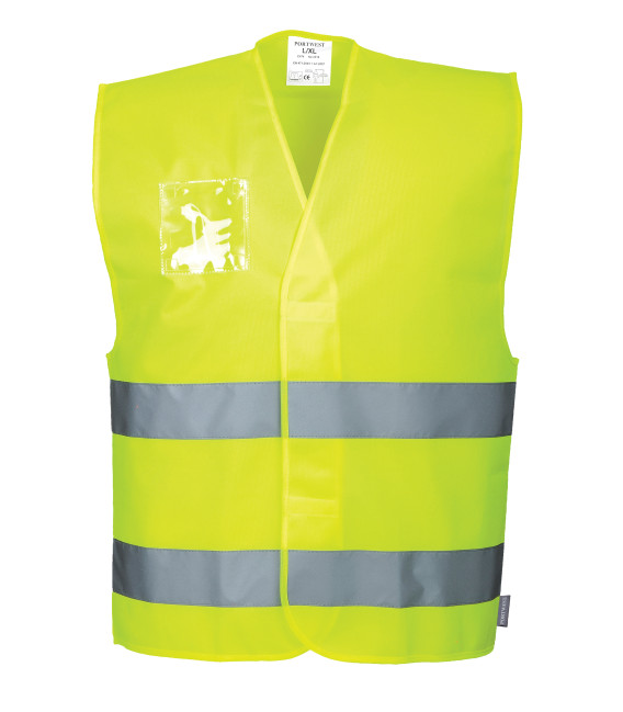 Gilet hv avec porte-badge double entrée de travail Jaune Portwest