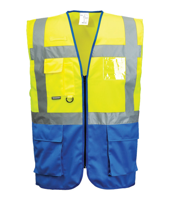 Gilet executive warsaw de travail Jaune/Royal Portwest