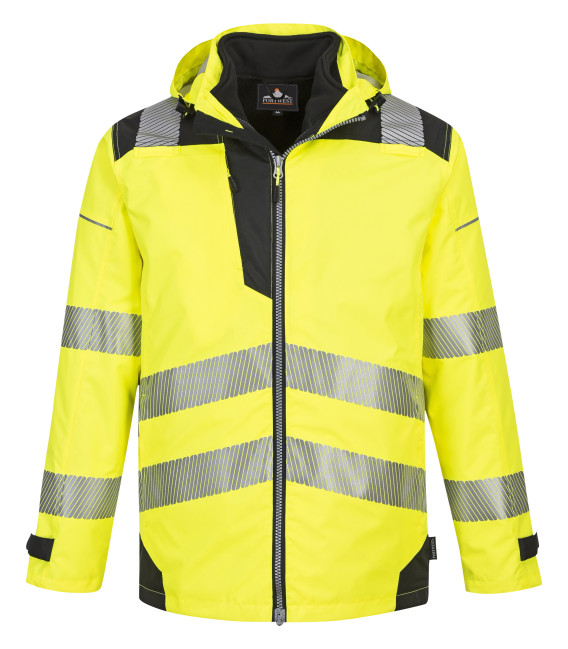 Blouson pw3 3-en-1 haute visibilité de travail Jaune/Noir Portwest