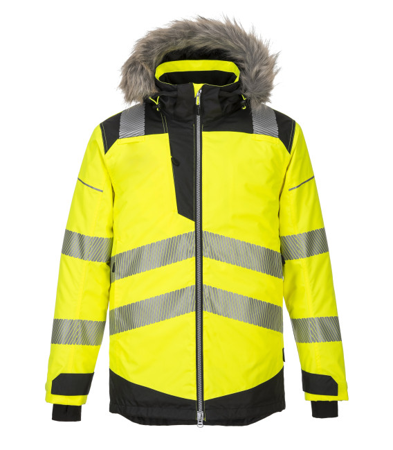 Parka d&39;hiver haute visibilité pw3 de travail Jaune/Noir Portwest