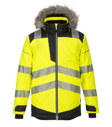 Parka d&39;hiver haute visibilité pw3 de travail Jaune/Noir Portwest