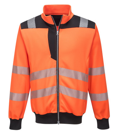 Pw3 hi-vis sweatshirt zipp&eacute; de travail Orange/Noir Portwest
