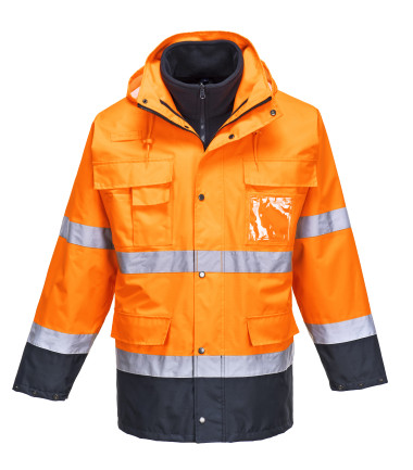 Parka haute visibilité 3 en 1 de travail Orange/Bleu Portwest