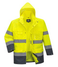 Parka haute visibilité 3 en 1 de travail Jaune/Bleu Portwest