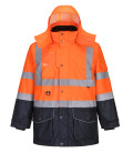 Parka haute-visibilité 7-en-1 traffic contrast de travail Orange/Bleu Portwest