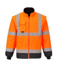 Parka haute-visibilité 7-en-1 traffic contrast de travail Orange/Bleu Portwest