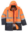 Parka haute-visibilité 7-en-1 traffic contrast de travail Orange/Bleu Portwest