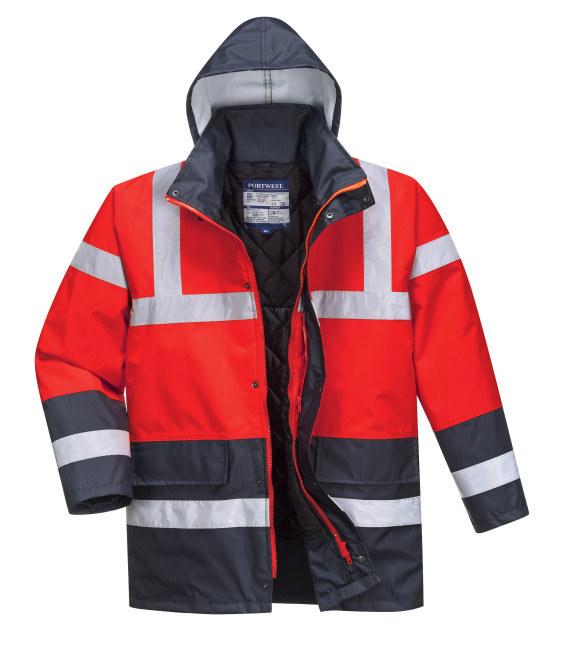 Parka bicolore traffic de travail Rouge/Bleu Portwest