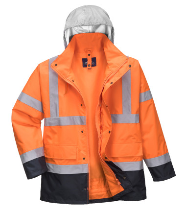 Parka hi-vis bicolore contrastée trafic 4 en 1 de travail Portwest
