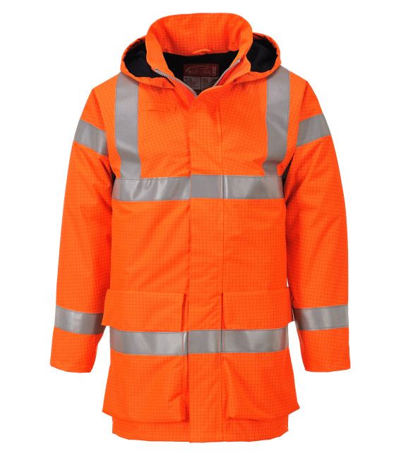 Veste de pluie hi-vis multi lite bizflame de travail Orange Portwest